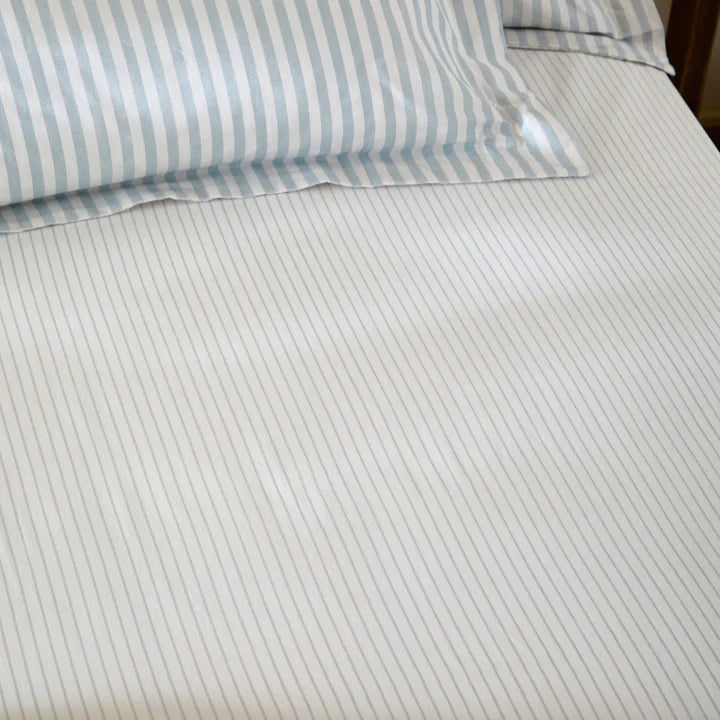 The Linen Yard Hebden Melange/Barton Stripe Tumble 100% Cotton Sheets