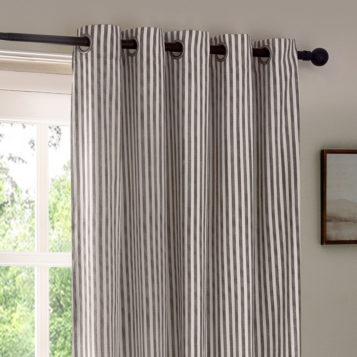 The Linen Yard Hebden Stripe Eyelet Curtains