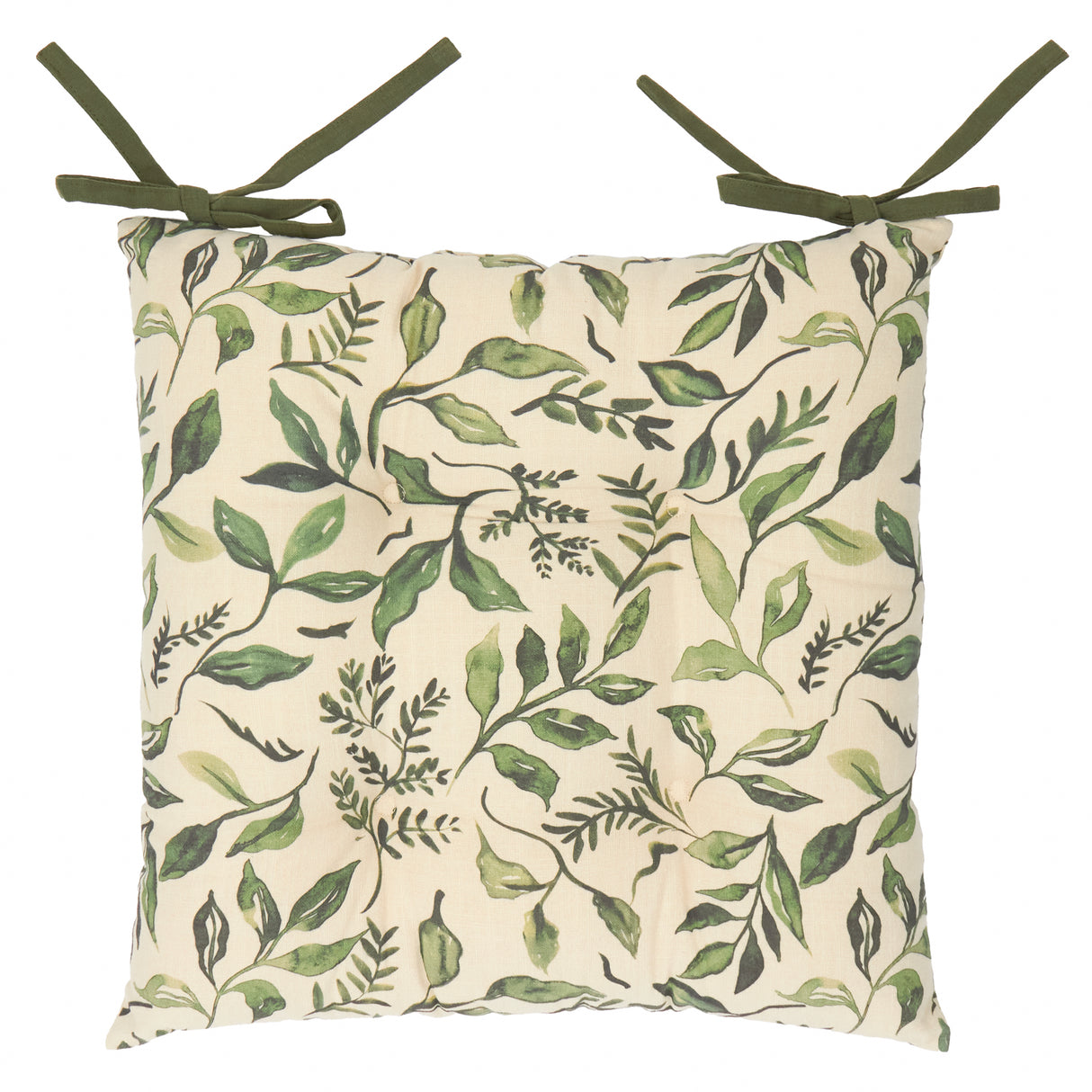 Wylder Herb Garden 40cm x 40cm 100% Slub Cotton Green Seat Pads (Pack of 2)