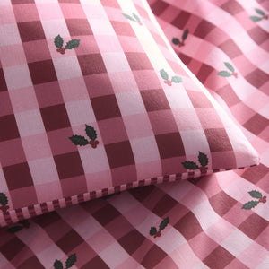 Fusion Holly Gingham Christmas Red Duvet Set