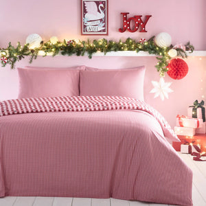 Fusion Holly Gingham Christmas Red Duvet Set