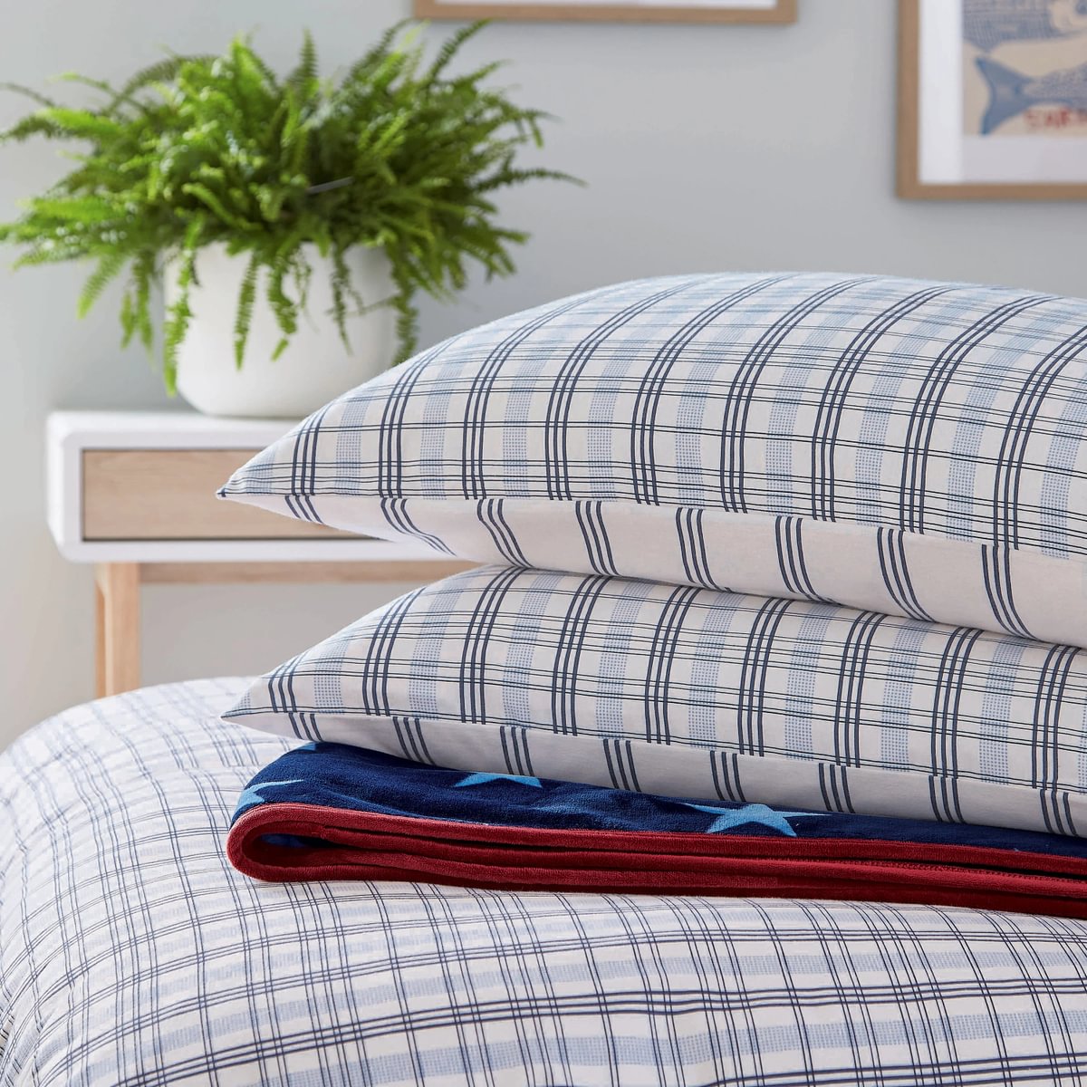 Helena Springfield Long Island Jones Check 100% Brushed Cotton Navy Duvet Set