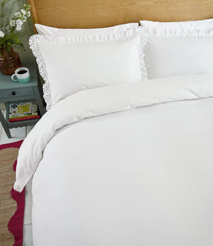 Helena Springfield Secret Garden Clara Embroidered Frill White Duvet Set