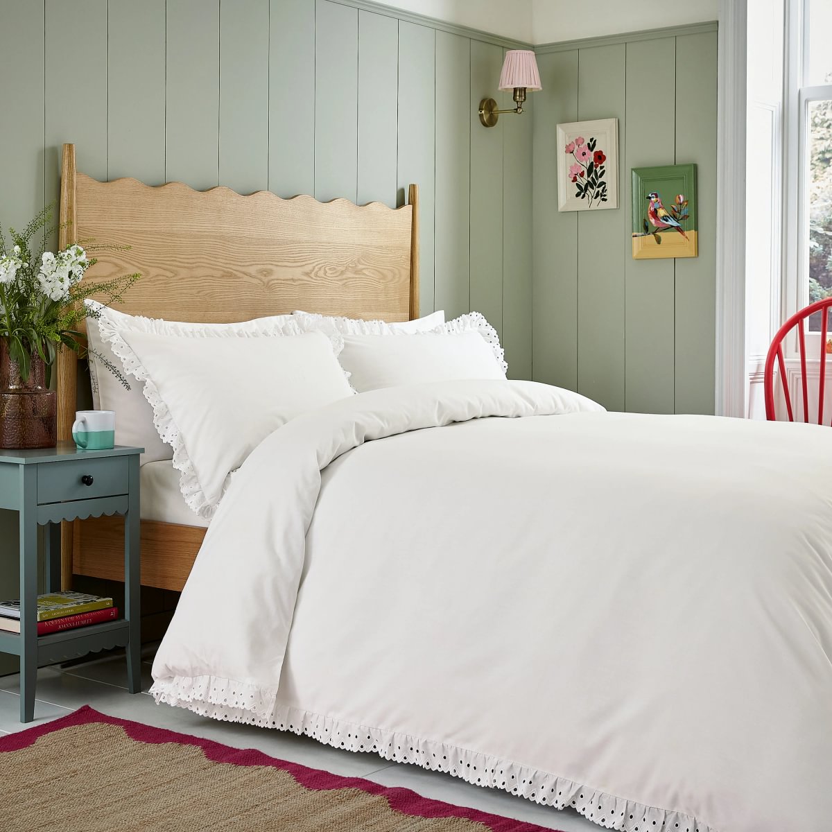 Helena Springfield Secret Garden Clara Embroidered Frill White Duvet Set