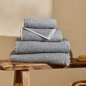 The Linen Yard Hebden Textured Waffle 100% Cotton Denim Blue Towels