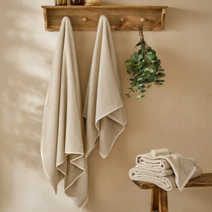 The Linen Yard Hebden Textured Waffle 100% Cotton Stone Towels