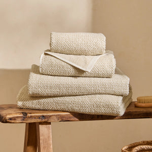 The Linen Yard Hebden Textured Waffle 100% Cotton Stone Towels