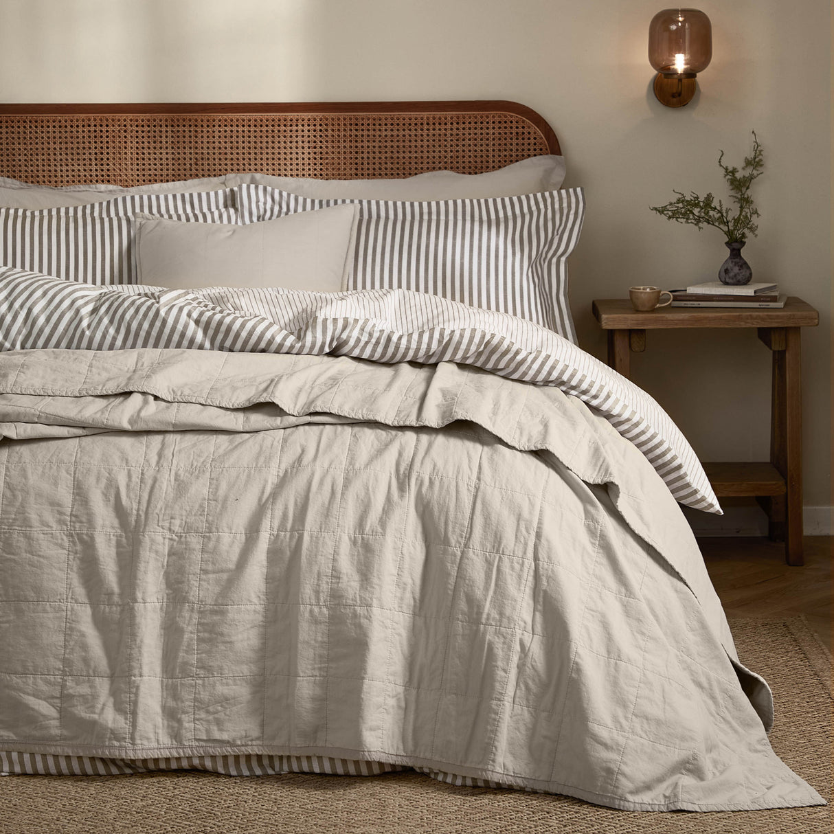 The Linen Yard Hebden Quilted Washed Cotton Bedspread