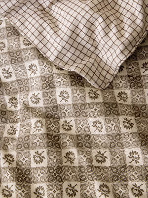 Laura Ashley Hartley Check Dark Truffle Brown 100% Brushed Cotton Duvet Set