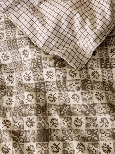 Laura Ashley Hartley Check Dark Truffle Brown 100% Brushed Cotton Duvet Set