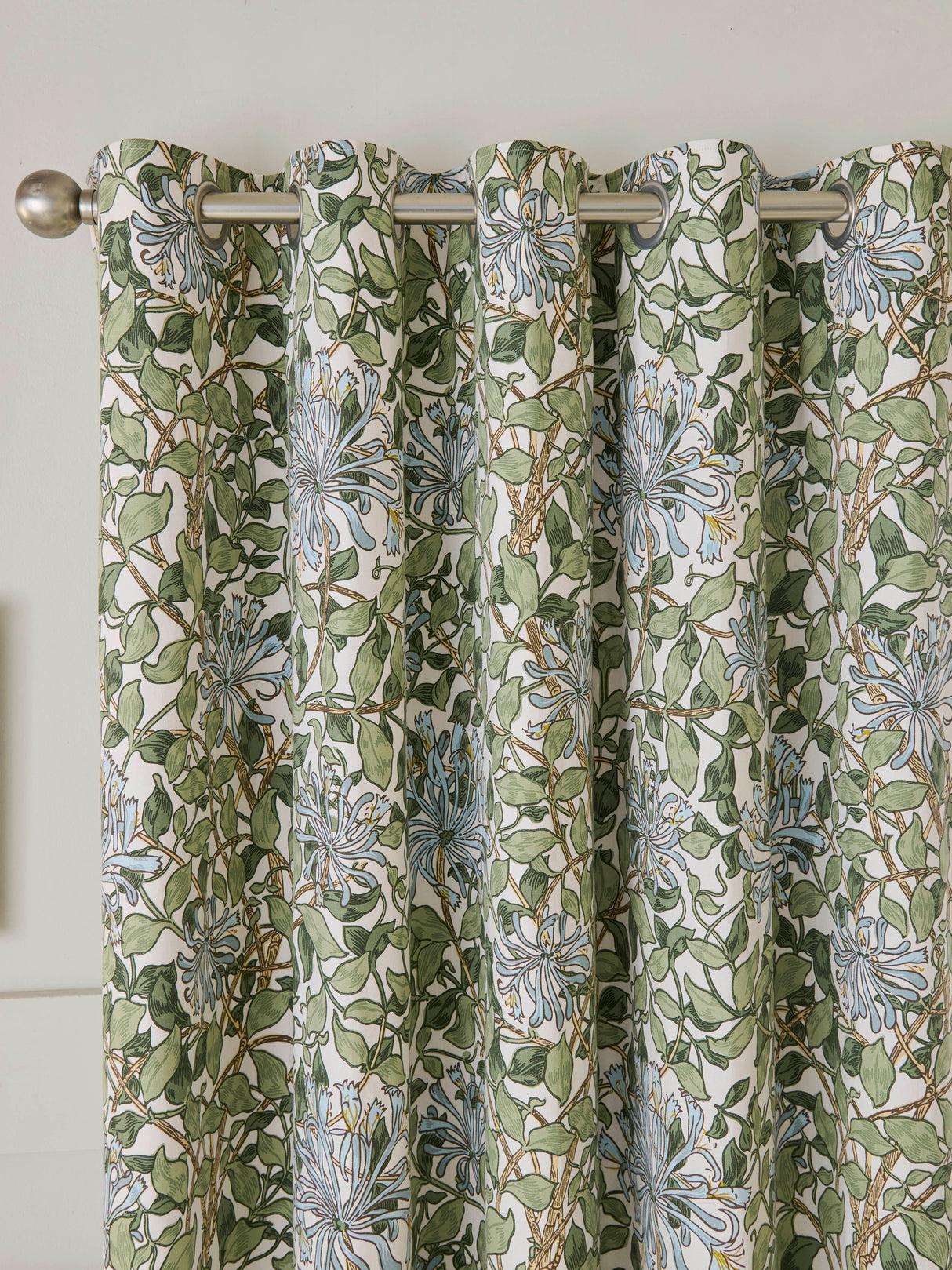 William Morris at Home Honeysuckle Powder Blue Blackout Lined Eyelet Curtains
