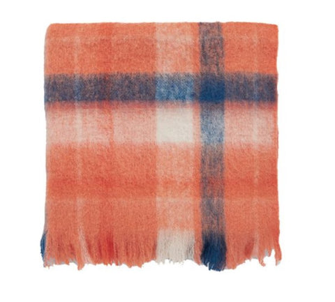 Joules Woodland Woven Check Rust 140cm x 200cm Throw