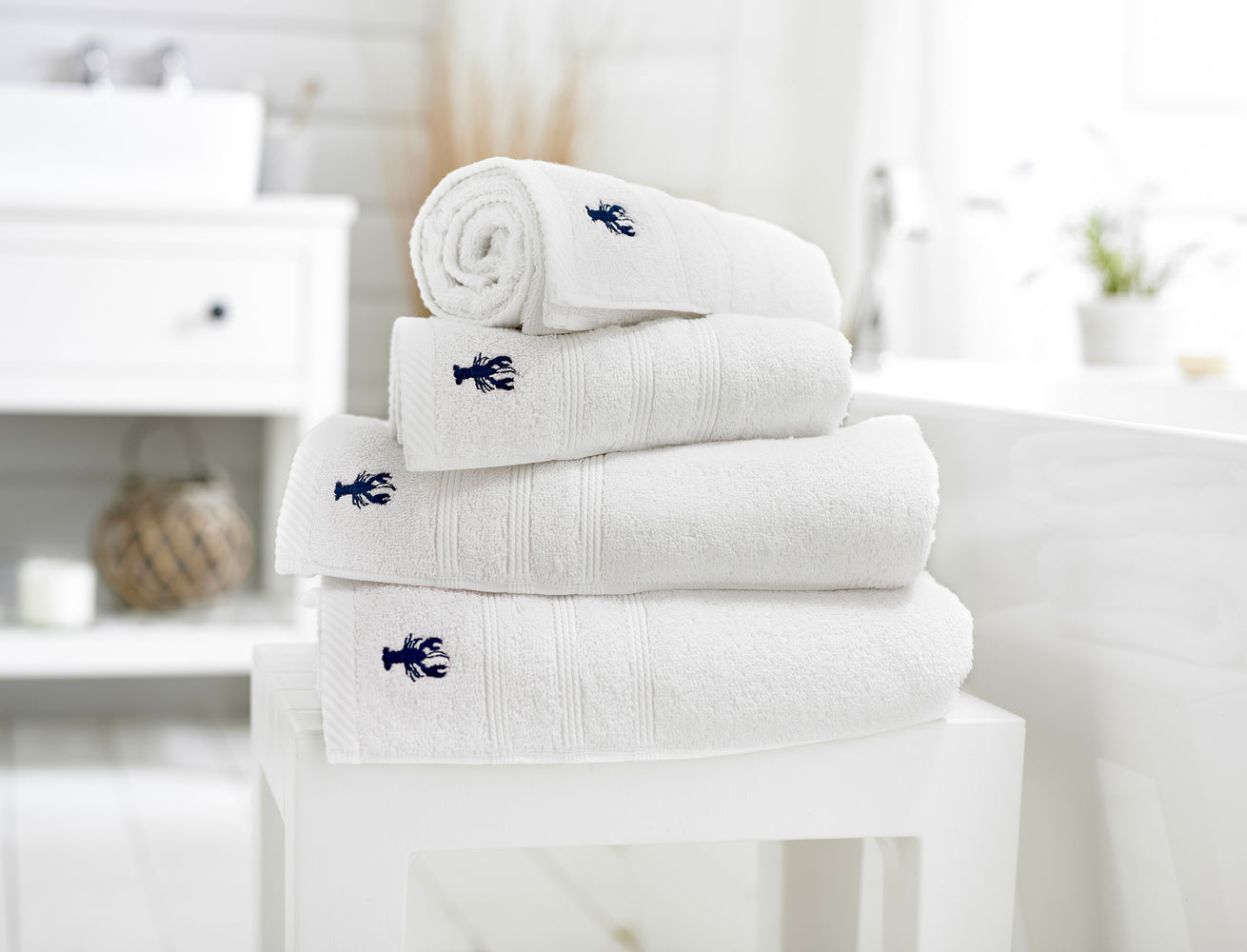 Lobster Creek Kaleidoscope 100 Cotton White Towels Charmed Interiors
