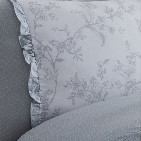 Dreams n Drapes Decorative Kristen Frill Grey Duvet Set