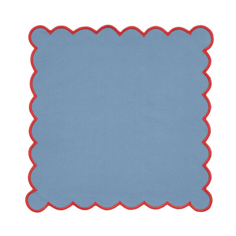 Land & Shore Achill Blue/Red Cotton Napkins Pack of 4