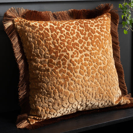 Rockett St George Leopard Love Cut Velvet 50cm x 50cm Polyester Filled Cushion