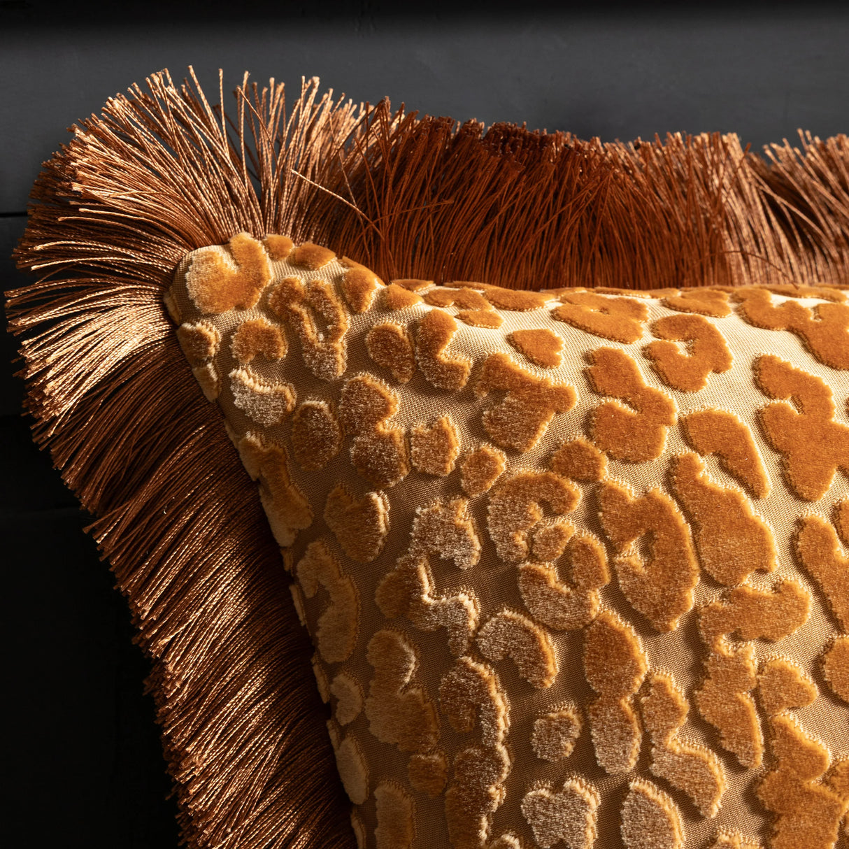 Rockett St George Leopard Love Cut Velvet 50cm x 50cm Polyester Filled Cushion
