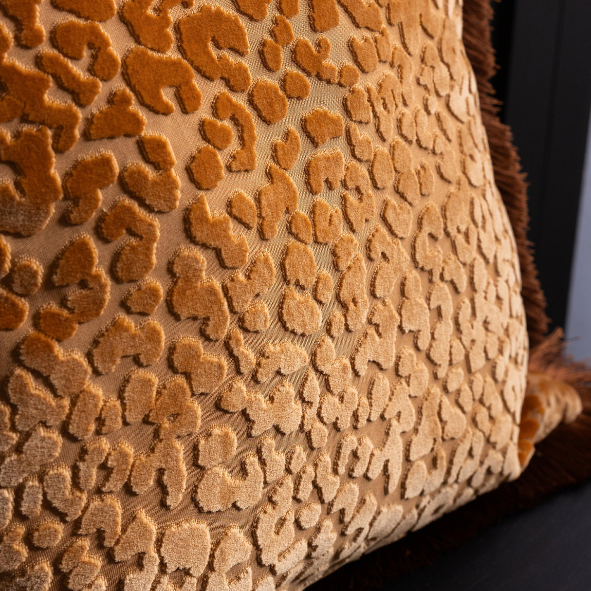 Rockett St George Leopard Love Cut Velvet 50cm x 50cm Polyester Filled Cushion