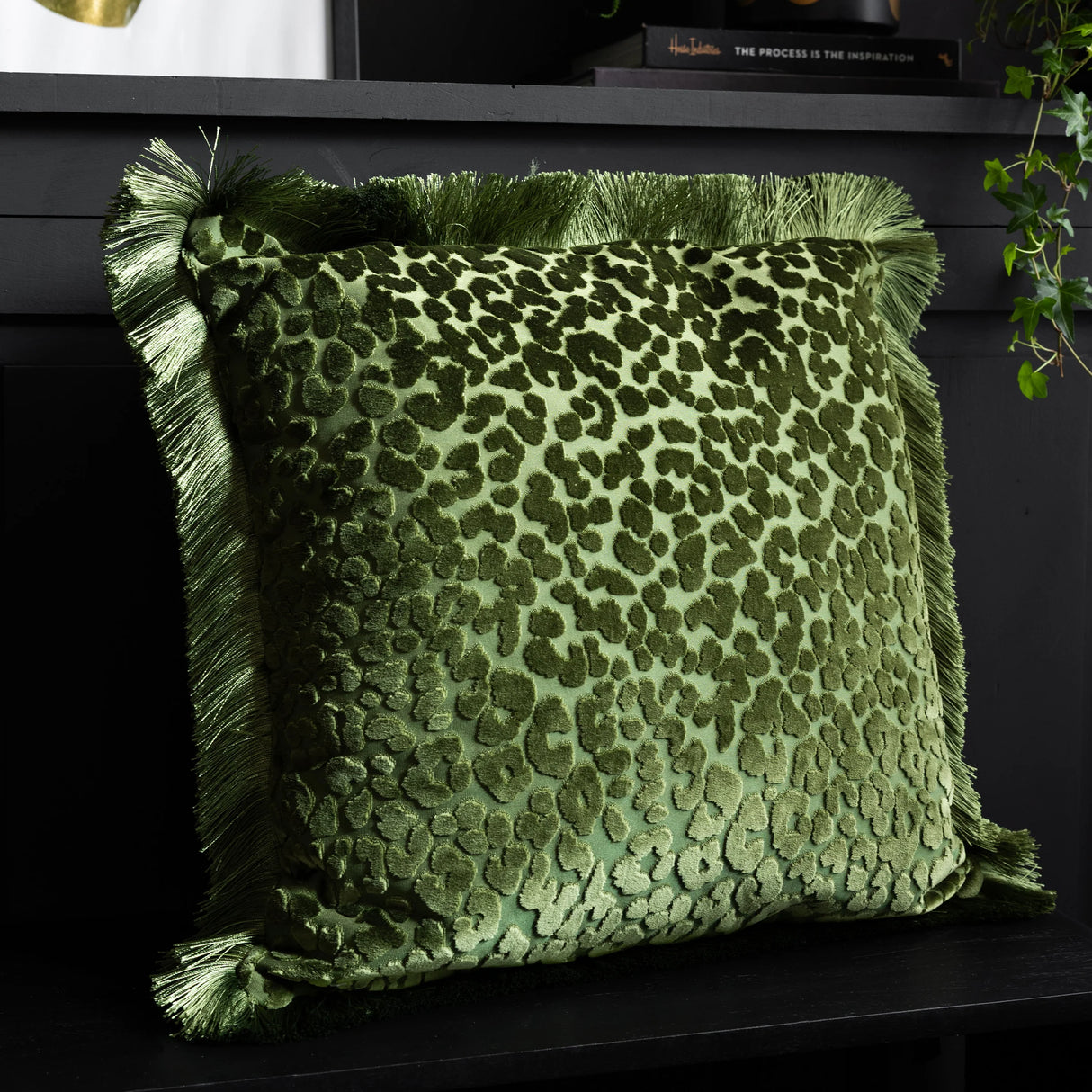 Rockett St George Leopard Love Cut Velvet 50cm x 50cm Polyester Filled Cushion