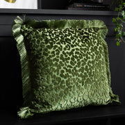 Rockett St George Leopard Love Cut Velvet 50cm x 50cm Polyester Filled Cushion