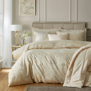 Soiree Lily Floral Jacquard Champagne Duvet Set