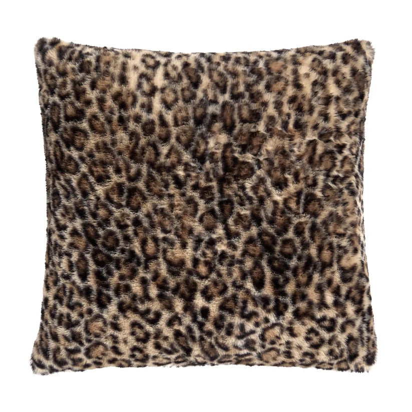 Fusion Leopard Faux Fur Natural 43cm x 43cm Polyester Filled Cushion