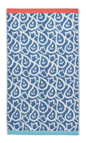 Land & Shore Corie Blue/Red 100% BCI Cotton 500gsm Towels