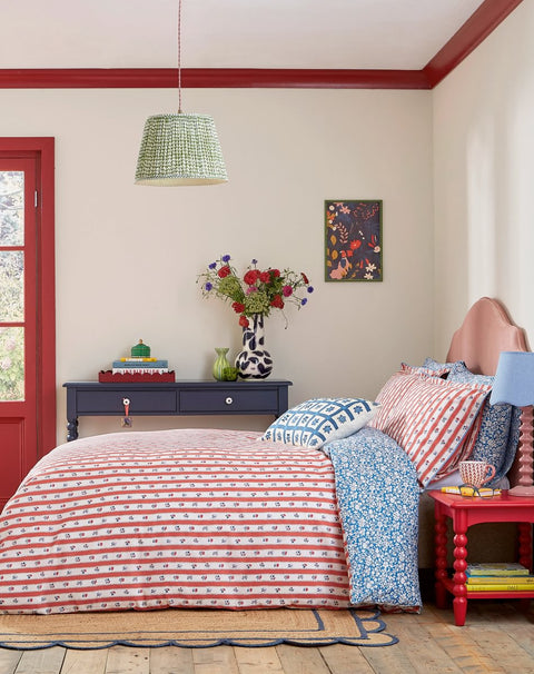 Land & Shore Quintin Stripe Blue/Red Duvet Set