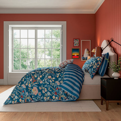 Land & Shore Seaforde Blue/Red Duvet Set