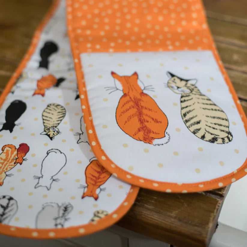 Ulster Weavers Cats in Waiting Orange Double Oven Glove