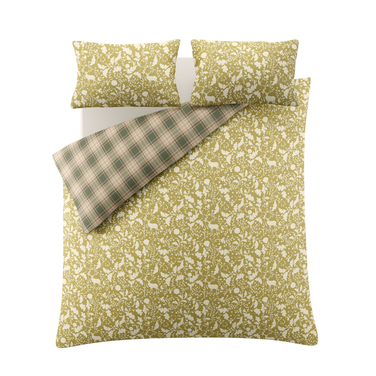 Laura Ashley Litton Olive Green 100% Brushed Cotton Duvet Set