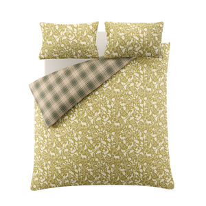 Laura Ashley Litton Olive Green 100% Brushed Cotton Duvet Set