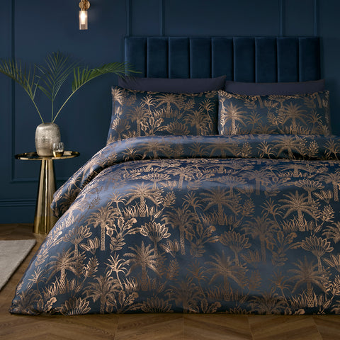Soiree Midnight Palm Navy Duvet Set