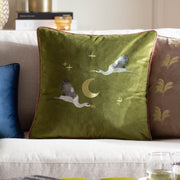 Paoletti Moonlit Flight Embroidered Velvet 45cm x 45cm Polyester Filled Cushion