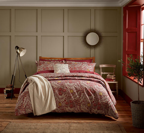 Morris & Co Larkspur Crimson Red Duvet Set