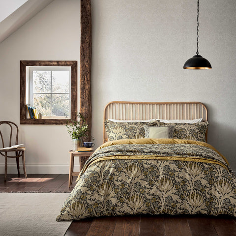 William Morris & Co Artichoke Charcoal & Mustard Bedding