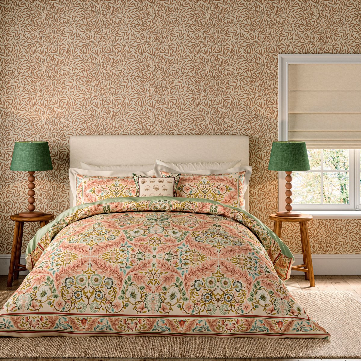 Morris & Co & V&A Earthly Paradise Rose & Pale Olive Duvet Set