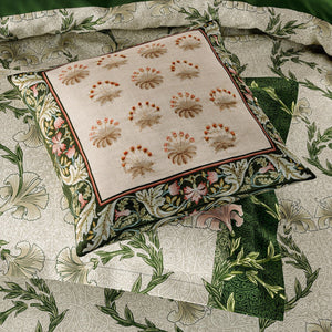 Morris & Co & V&A Daisy Tile Olive & Ivory 45cm x 45cm Feather Filled Cushion
