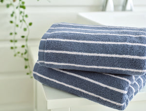 Deyongs Malmo Stripe 100% Cotton 480gsm Blue/White Towels