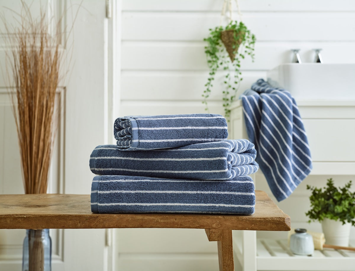 Deyongs Malmo Stripe 100% Cotton 480gsm Blue/White Towels