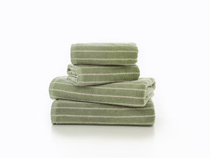 Deyongs Malmo Stripe 100% Cotton 480gsm Sage/Biscuit Towels