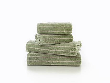 Deyongs Malmo Stripe 100% Cotton 480gsm Sage/Biscuit Towels