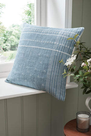 Laura Ashley Mawsley Denim Blue 45cm x 45cm Microfibre Filled Cushion