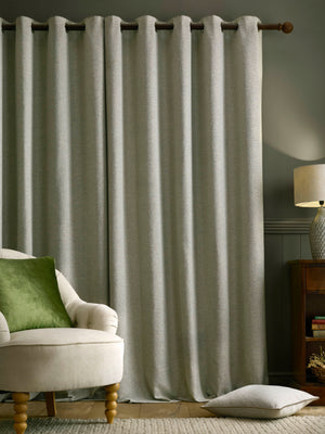 Laura Ashley Milbourne Herringbone Lined Eyelet Curtains