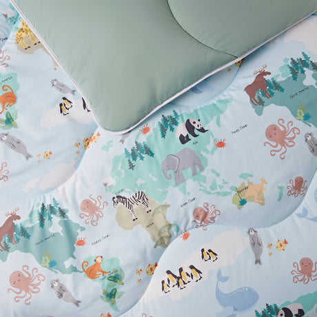The Fine Bedding Company Nightlark Junior Animal Atlas Coverless Duvet Set