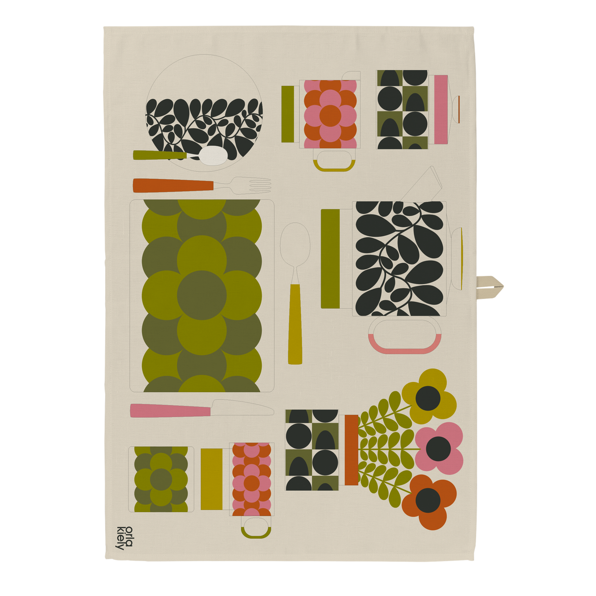 Orla Kiely Retro Stripe SO2 Tea Towels Green