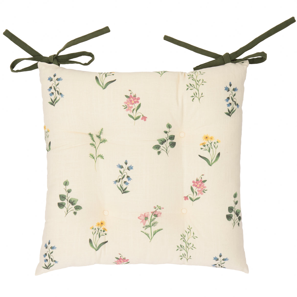 Wylder Olivia Green 40cm x 40cm 100% Slub Cotton Green Seat Pads (Pack of 2)
