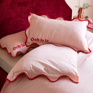 Rockett St George Ooh La La La Scallop Pink Duvet Set