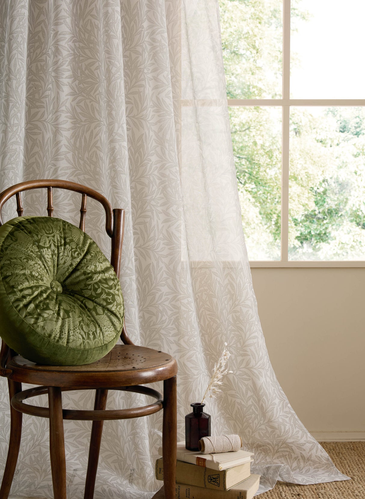 William Morris at Home Original Willow Voile Slot Top Sheer Panel Curtain