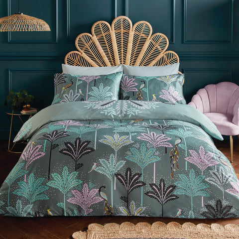 Sara Miller Peacock Filigree Dark Sage Duvet Set